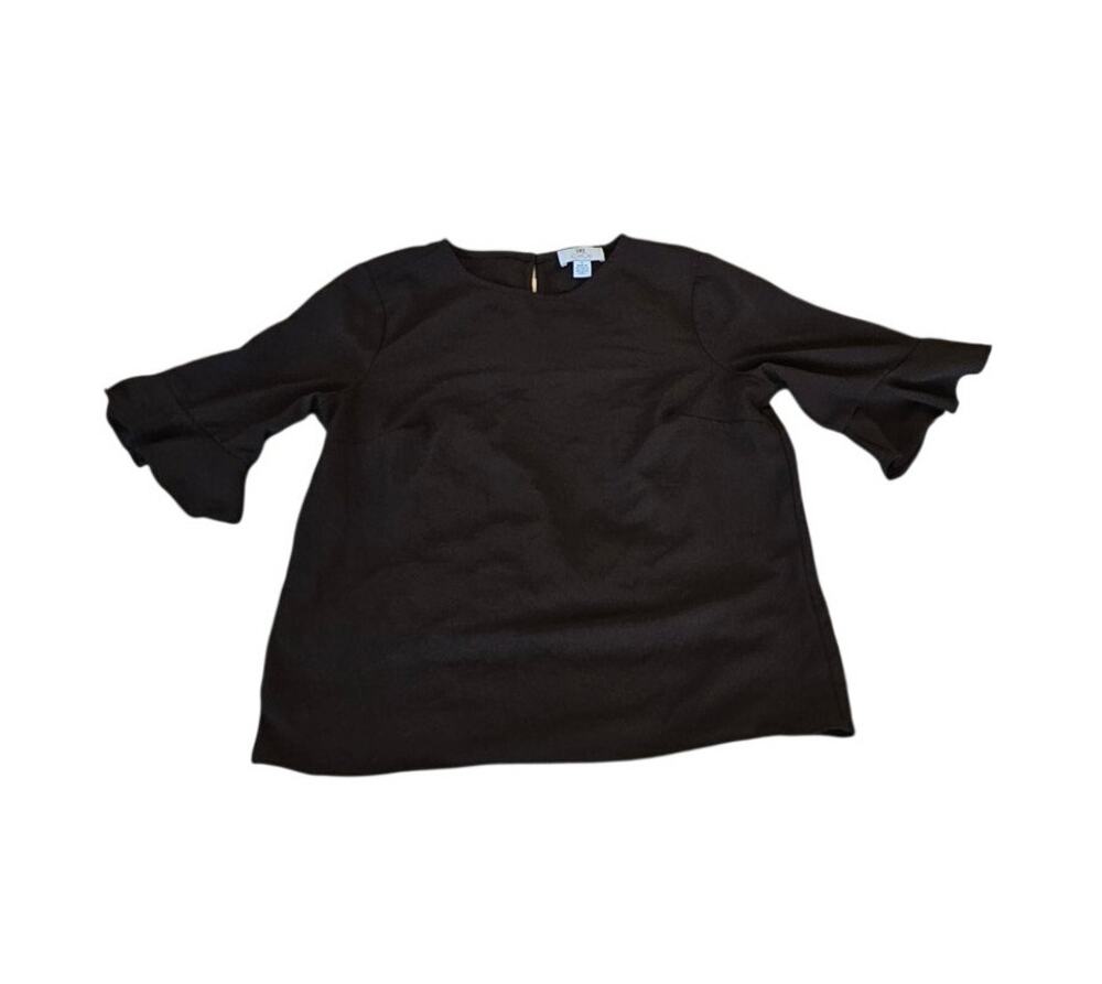 CeCe Black Ruffle Sleeve Blouse Size Small Elegant Flounce Sleeve Top